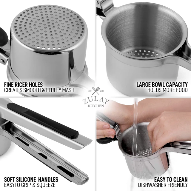 Alt view image 5 of 7 - Large 15-Ounce Potato Masher Heavy-Duty Stainless Steel Tool for Effortlessly Making Perfect Mashed Potatoes