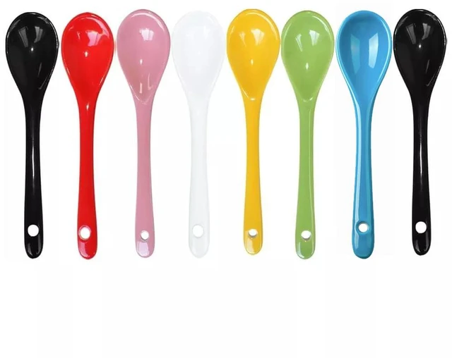 Main image of 8-Piece 5-Inch Ceramic Soup Spoon Set Porcelain Spoons for Desserts, Coffee, Tea, Yogurt, Ice Cream, and Appetizers