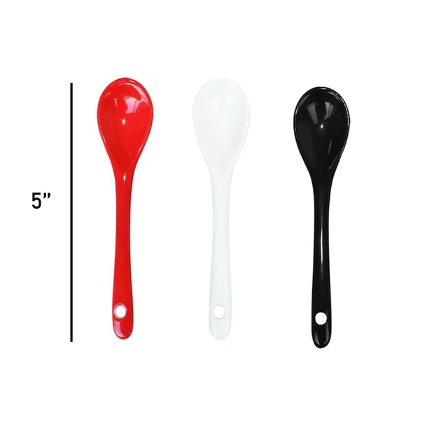 Alt view image 5 of 5 - 8-Piece 5-Inch Ceramic Soup Spoon Set Porcelain Spoons for Desserts, Coffee, Tea, Yogurt, Ice Cream, and Appetizers