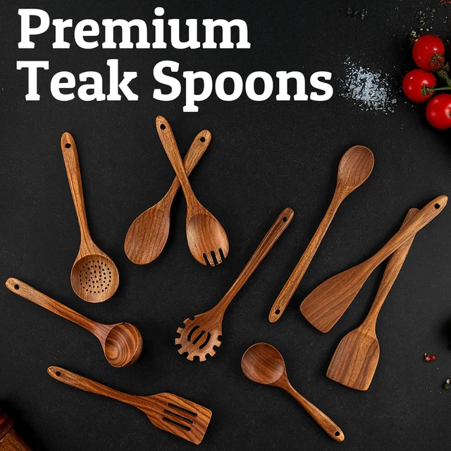 Alt view image 7 of 7 - Premium Wooden Pasta Server Handcrafted Teak Pasta Server with Teeth Durable Wooden Pasta Utensil Wooden Pasta Fork-Spoon for Serving