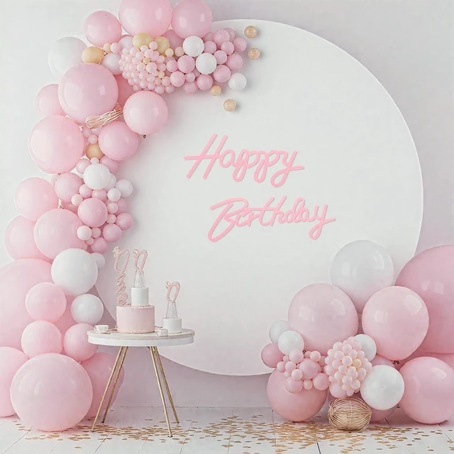 Alt view image 5 of 7 - Pink Happy Birthday Sign, Felt Happy Birthday Sign for Arch Backdrop, Happy Birthday Backdrop Sign, Balloon Backdrop Decorations Wall Decor for Baby Girl Boy Women Birthday Party Baby Shower