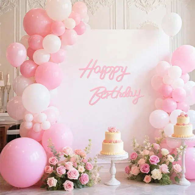 Alt view image 4 of 7 - Pink Happy Birthday Sign, Felt Happy Birthday Sign for Arch Backdrop, Happy Birthday Backdrop Sign, Balloon Backdrop Decorations Wall Decor for Baby Girl Boy Women Birthday Party Baby Shower