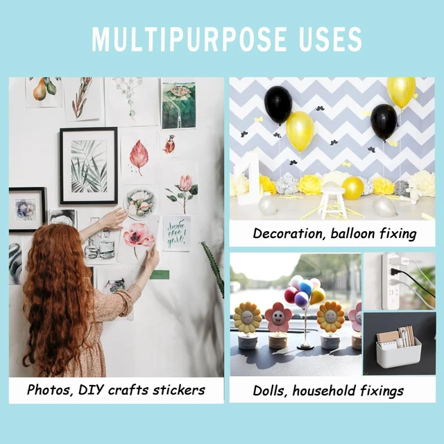 Alt view image 5 of 7 - Strong Adhesive Dots Double Sided, Clear Museum Putty, Sticky Tack Glue Removable Mounting Putty for Wall Hanging, Crafts, Balloons, Poster, Museum, Decorations
