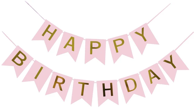 Main image of Happy Birthday Banner Pink Birthday Signs Party Supplies Garland Decorations Nursery Hanging Decor (Soft Pink)