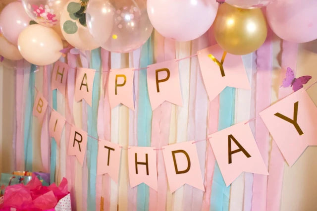 Alt view image 7 of 7 - Happy Birthday Banner Pink Birthday Signs Party Supplies Garland Decorations Nursery Hanging Decor (Soft Pink)