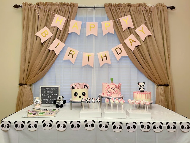 Alt view image 6 of 7 - Happy Birthday Banner Pink Birthday Signs Party Supplies Garland Decorations Nursery Hanging Decor (Soft Pink)
