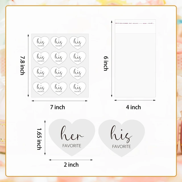 Alt view image 7 of 7 - 230 Set His Her Favorite Stickers with 4x6in Self Sealing Bags | His Favorite Her Favorite Wedding Welcome Bag Set for Engagement Bridal Shower Wedding Guest Treat Candy Cookie Packaging