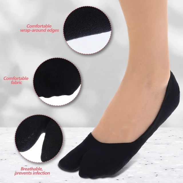 Alt view image 5 of 7 - 4 Pairs Flip Flop Socks, 4 Colors Tabi Socks, Low Cut Flop Sock, Japanese Toes Separated Sock for Flip-Flop and Geta, Non Slip No Show Stocking for Women and Men (Black, White, Gray, Flesh-Pink)