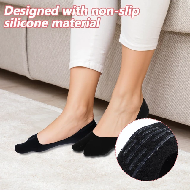 Alt view image 6 of 7 - 4 Pairs Flip Flop Socks, 4 Colors Tabi Socks, Low Cut Flop Sock, Japanese Toes Separated Sock for Flip-Flop and Geta, Non Slip No Show Stocking for Women and Men (Black, White, Gray, Flesh-Pink)