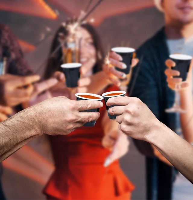 Alt view image 4 of 7 - 100 Pack 2 Oz Plastic Shot Cups Disposable Shot Glasses Black Shot Cups for Party Wedding Wine Beer Shooting Games Mini Shot Cups