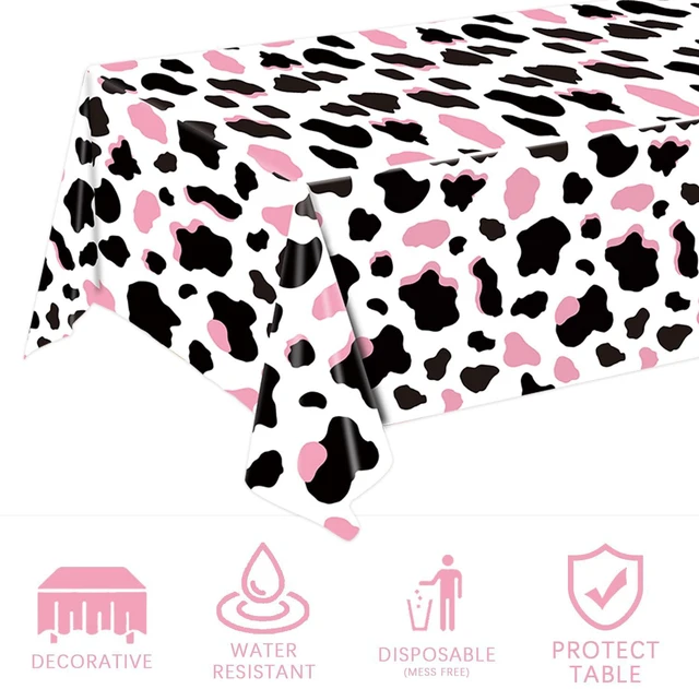 Alt view image 3 of 7 - 3 Pack Pink Cow Print Tablecloth - Cow Birthday Party Table Cloth Cow Print Table Cover for Disco Pink Cowgirl Birthday Decorations Supplies, 108 x 54 Inch
