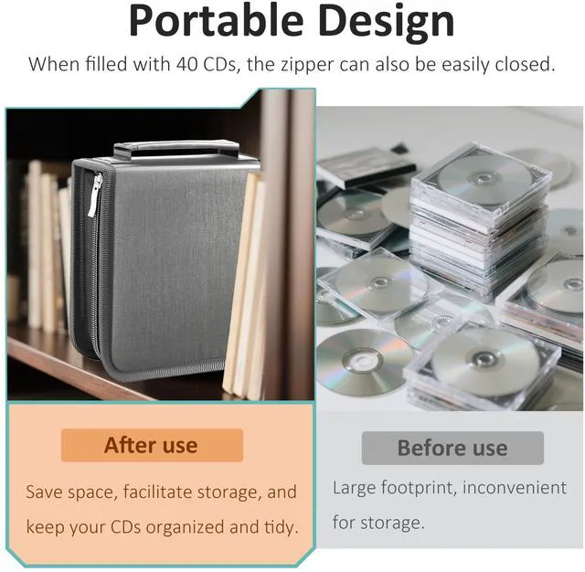 Alt view image 4 of 7 - DVD Case CD Storage,40 Capacity CD Cases Holder DVD Storage Case Holders CD DVD Disc Case Storage Wallet Binder for Car Home Office Travel (40 Silvery)