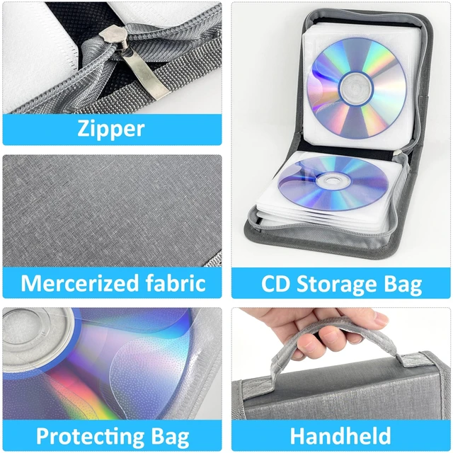 Alt view image 3 of 7 - DVD Case CD Storage,40 Capacity CD Cases Holder DVD Storage Case Holders CD DVD Disc Case Storage Wallet Binder for Car Home Office Travel (40 Silvery)