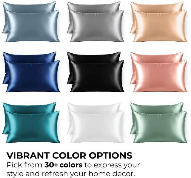 Alt view image 7 of 7 - Satin Pillowcase 2 Pack - Queen Size (20"x30", Black) - Silky Pillow Cases for Hair and Skin - Satin Pillow Covers with Envelope Closure - Extra Soft Premium Microfiber