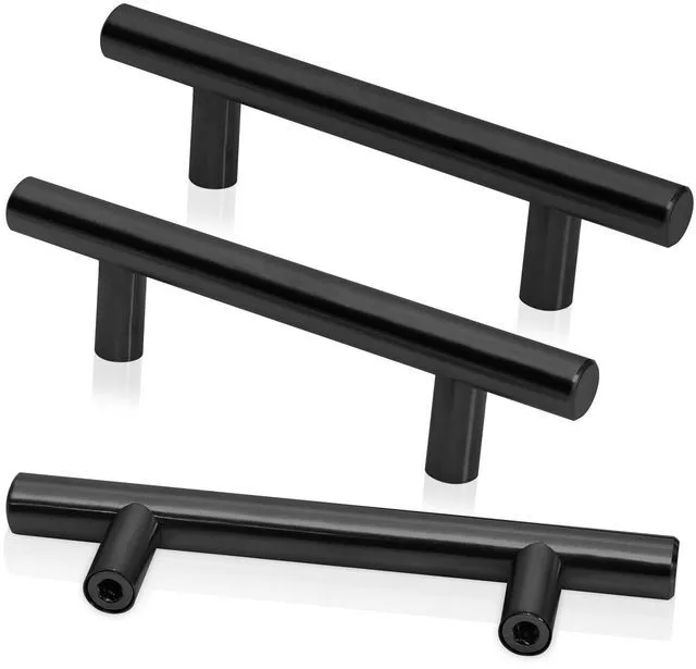 Main image of 10 Pack 5 Inch Kitchen Cabinet Handles Matte Black Cabinet Pulls, Stainless Steel Drawer Pulls Cabinet Knobs for Kitchen Dresser Cupboard Bathroom Bedroom, 3 Inch Hole Center