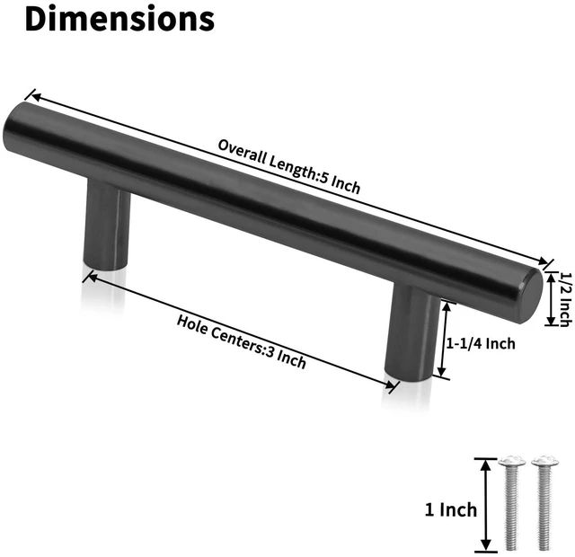 Alt view image 2 of 6 - 10 Pack 5 Inch Kitchen Cabinet Handles Matte Black Cabinet Pulls, Stainless Steel Drawer Pulls Cabinet Knobs for Kitchen Dresser Cupboard Bathroom Bedroom, 3 Inch Hole Center