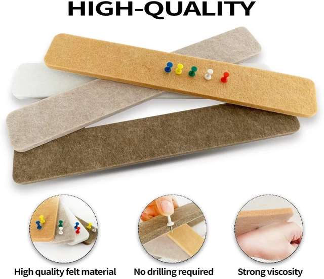 Alt view image 3 of 7 - 8 Packs Felt Pin Board Bar Strips Bulletin BoardNotice Board Self Adhesive Cork Board with 35 Push Pinsfor Office Home Classroom Wall Decoration Paste Notes, PhotosSchedules