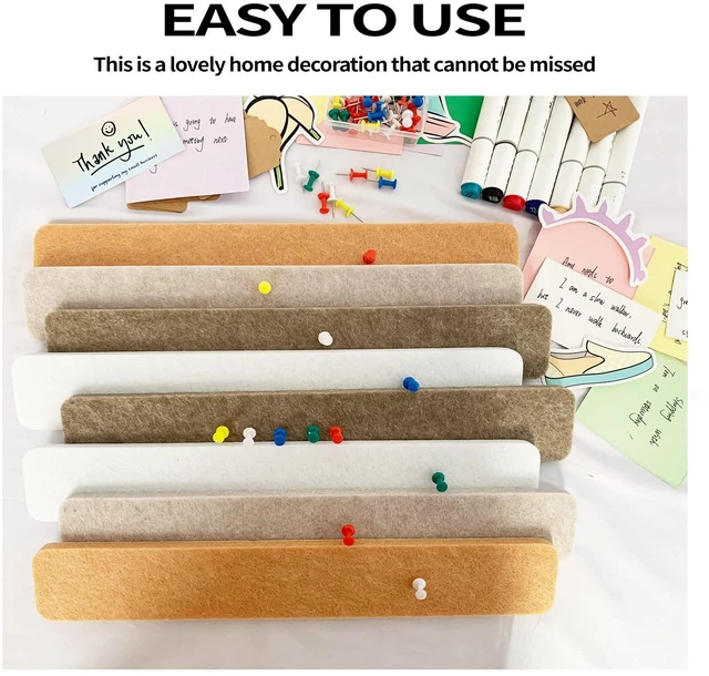 Alt view image 4 of 7 - 8 Packs Felt Pin Board Bar Strips Bulletin BoardNotice Board Self Adhesive Cork Board with 35 Push Pinsfor Office Home Classroom Wall Decoration Paste Notes, PhotosSchedules