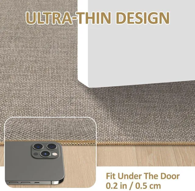 Alt view image 3 of 7 - Bathroom Rug Non Slip Bath Mat 24" x 16", Khaki | Ultra Thin, Quick Drying, Absorbent, Washable, Low-Profile, Crack-Resistant Edges, Comfortable Underfoot