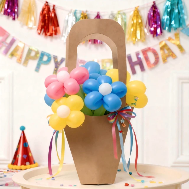 Alt view image 7 of 7 - 20 Pcs kraft paper flowers gift bags bouquets bags cones flower bouquet bags with handle to make bouquets for wedding,paper wedding birthday gift bag valentines day gift bag