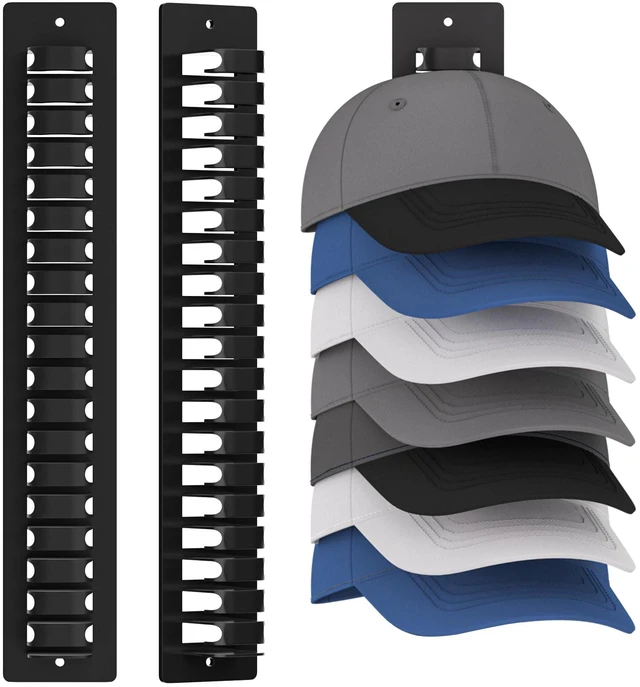 Main image of Hat Racks,Wall-Mounted Hat Organizer for Closet Bedroom RV Living Room - Holds 38 Caps with 3 Usage & 2 Installation Options.2-Pack