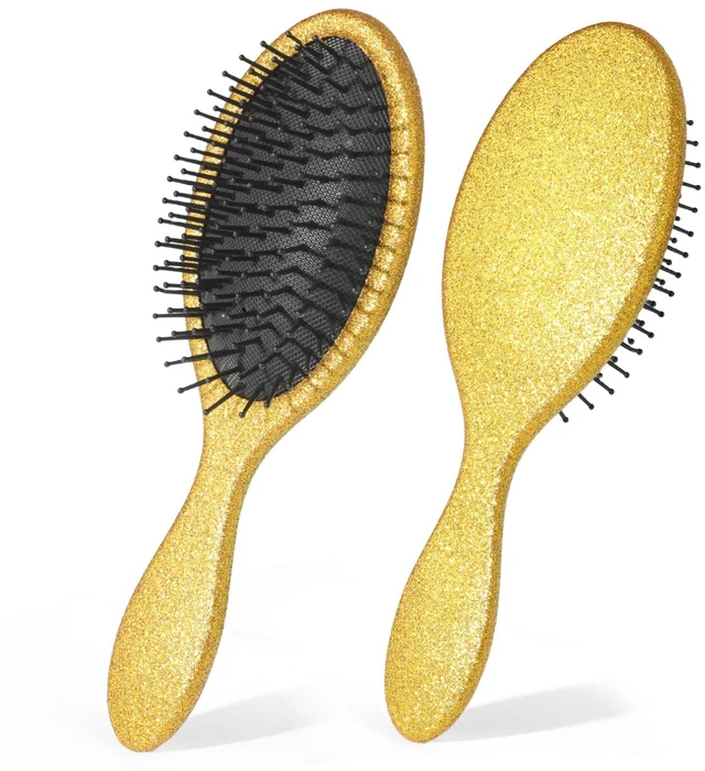 Main image of Girls Detangling Brush, Wet & Dry Tangle-Free Hair Brush for Women & Kids, Soft and Flexible Bristles for Straight, Curly and Thick Hair (Gold)