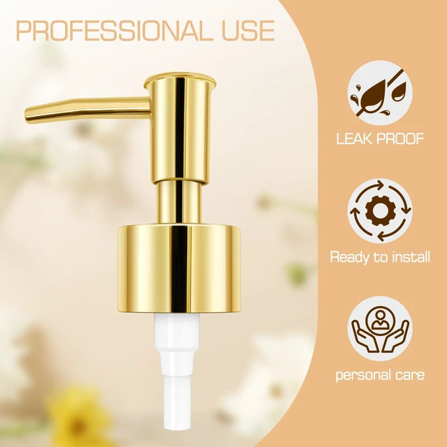 Alt view image 4 of 7 - 2Pack Gold Soap Dispenser Pump Replacement Diameter 28/400 Neck Size | Soap Pump for Lotion & Regular Glass Bottles - Soap Pump Dispenser Top Replacement for Soap Dispenser Pump