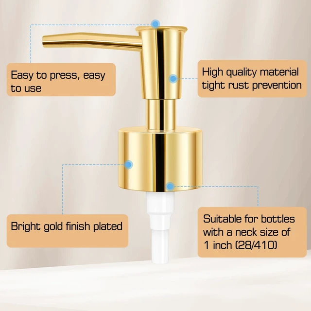 Alt view image 3 of 7 - 2Pack Gold Soap Dispenser Pump Replacement Diameter 28/400 Neck Size | Soap Pump for Lotion & Regular Glass Bottles - Soap Pump Dispenser Top Replacement for Soap Dispenser Pump