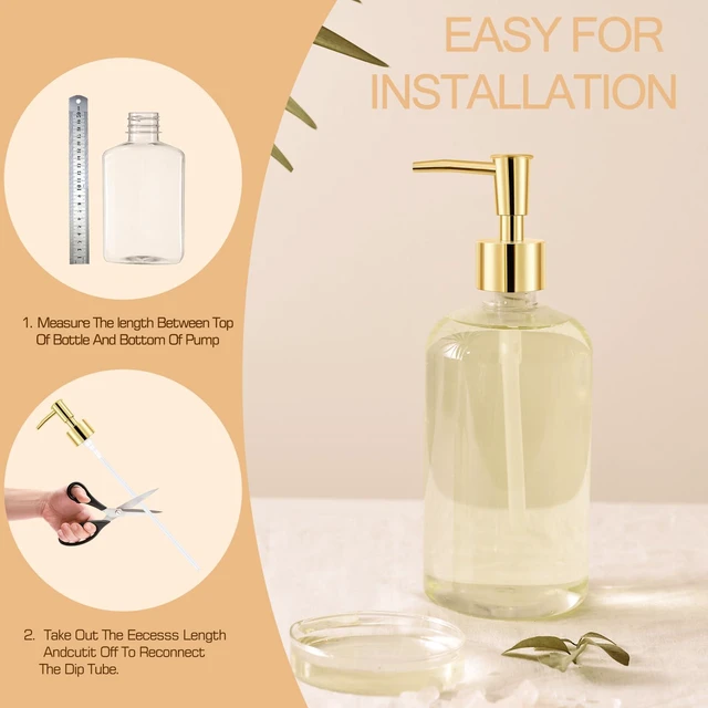 Alt view image 5 of 7 - 2Pack Gold Soap Dispenser Pump Replacement Diameter 28/400 Neck Size | Soap Pump for Lotion & Regular Glass Bottles - Soap Pump Dispenser Top Replacement for Soap Dispenser Pump