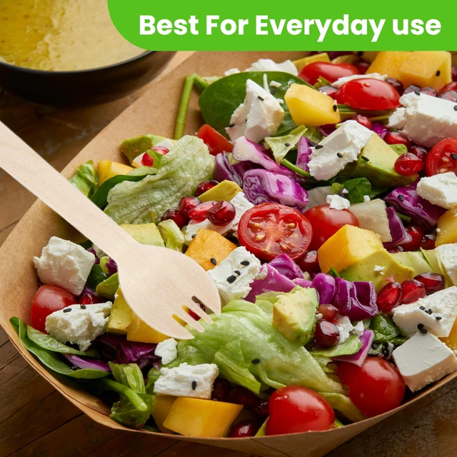 Alt view image 3 of 4 - 5.5" Disposable Wooden Sporks/Natural Wooden Utensils- Pack of 100ct