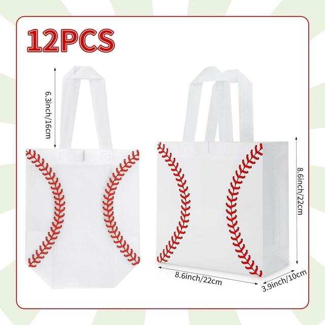 Alt view image 2 of 7 - 12 Pcs Baseball Gift Bags with Handles Baseball Party Favor Bags Reusable Non Woven Candy Treat Goodie Bag for Kids Sports Game Day Birthday Baby Shower Decorations Baseball Party Supplies