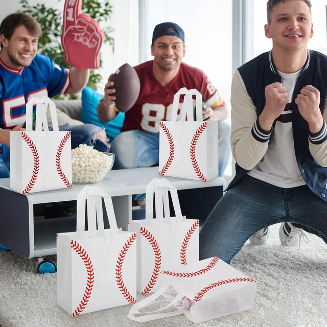 Alt view image 7 of 7 - 12 Pcs Baseball Gift Bags with Handles Baseball Party Favor Bags Reusable Non Woven Candy Treat Goodie Bag for Kids Sports Game Day Birthday Baby Shower Decorations Baseball Party Supplies