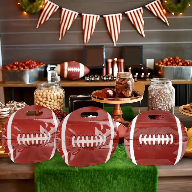 Alt view image 3 of 7 - 25pcs Football Goodie Bags Party Favors with Handles Reusable Sealed Football Gift Bags Snack Treat Candy Goody Bag for Kids Team Player Gifts Sports Game Day Birthday Party Supplies
