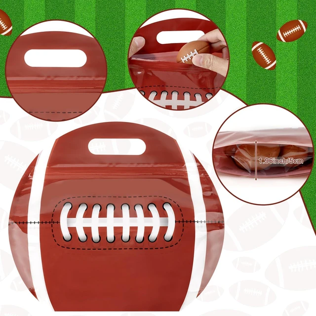 Alt view image 7 of 7 - 25pcs Football Goodie Bags Party Favors with Handles Reusable Sealed Football Gift Bags Snack Treat Candy Goody Bag for Kids Team Player Gifts Sports Game Day Birthday Party Supplies