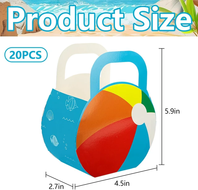 Alt view image 2 of 7 - 20 Pcs Beach Ball Party Favors Treat Boxes, Summer Beach Ball Paper Candy Gift Boxes, Pools Party Decoration Treat Favor Boxes with Handles for Summer Pool Beaches Parties Supplies