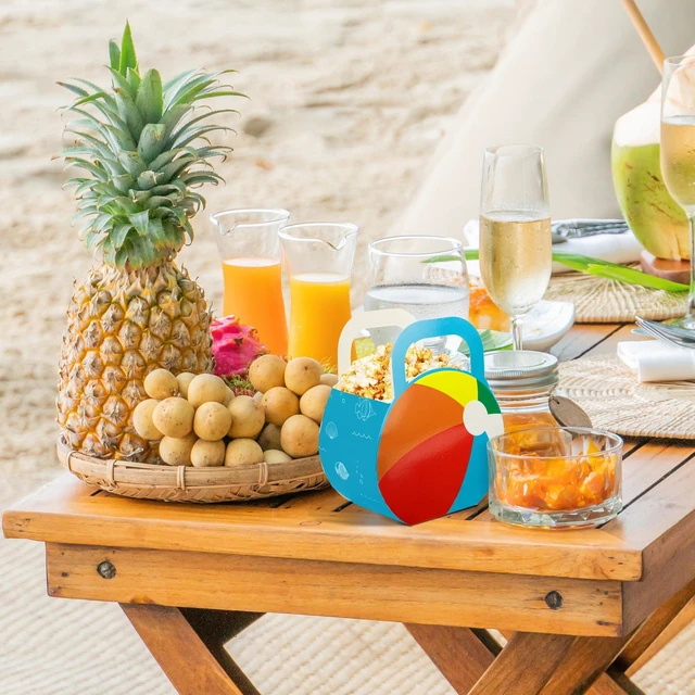 Alt view image 4 of 7 - 20 Pcs Beach Ball Party Favors Treat Boxes, Summer Beach Ball Paper Candy Gift Boxes, Pools Party Decoration Treat Favor Boxes with Handles for Summer Pool Beaches Parties Supplies