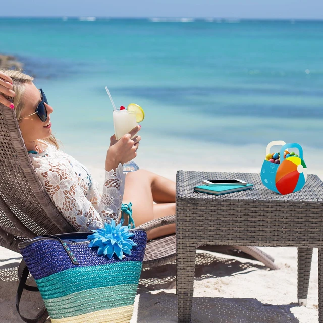Alt view image 7 of 7 - 20 Pcs Beach Ball Party Favors Treat Boxes, Summer Beach Ball Paper Candy Gift Boxes, Pools Party Decoration Treat Favor Boxes with Handles for Summer Pool Beaches Parties Supplies