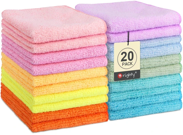 Main image of Wash Cloths, Face Towels 12x12 Inch 20 Pack | Soft Quick-drying Washcloths, Multi-Purpose Microfiber Face Cloths for Bathroom, Gym, Spa, Hotel, Travel, Multicolor