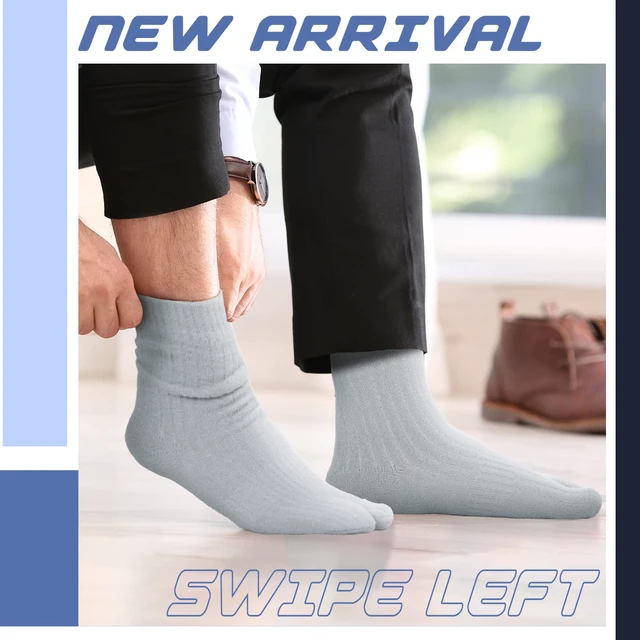 Alt view image 6 of 7 - 4 Pairs Socks for Flip Flop, black, Gray, Blue, Nude | Split Design for Sandals, Elastic Ribbed Knit, Unisex Crew Length, Breathable Casual Wear, Big Toe Separation