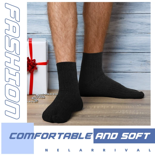 Alt view image 7 of 7 - 4 Pairs Socks for Flip Flop, black, Gray, Blue, Nude | Split Design for Sandals, Elastic Ribbed Knit, Unisex Crew Length, Breathable Casual Wear, Big Toe Separation
