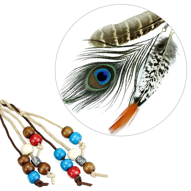Alt view image 3 of 7 - Boho Feather Headbands Indian Feather Headband Peacoak Headpieces Festival Costumes Hair Accessories for Women and Girls