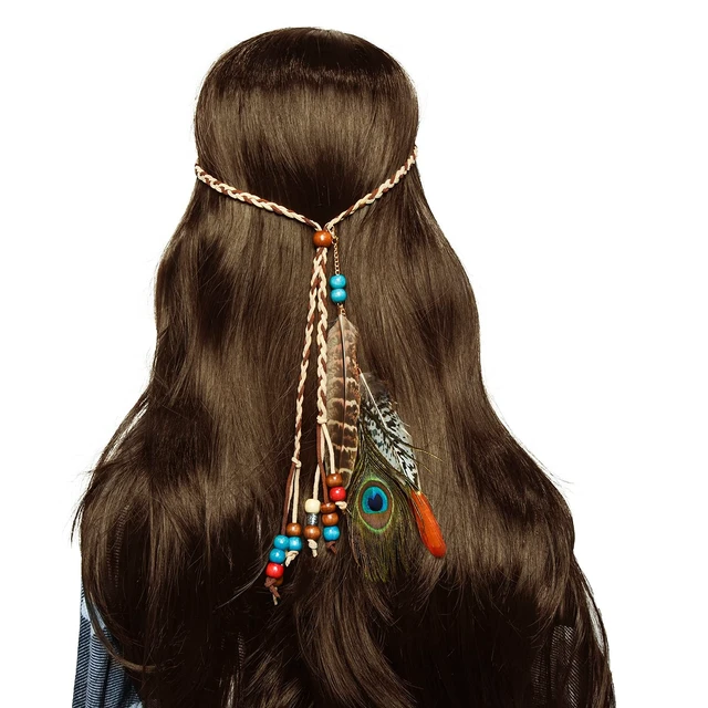 Alt view image 5 of 7 - Boho Feather Headbands Indian Feather Headband Peacoak Headpieces Festival Costumes Hair Accessories for Women and Girls