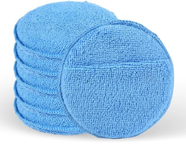 Main image of 6 Pack Wax Applicator Pads | 5 Inch Microfiber Foam Buffing Pads with Finger Pocket for Car Detailing & Cleaning