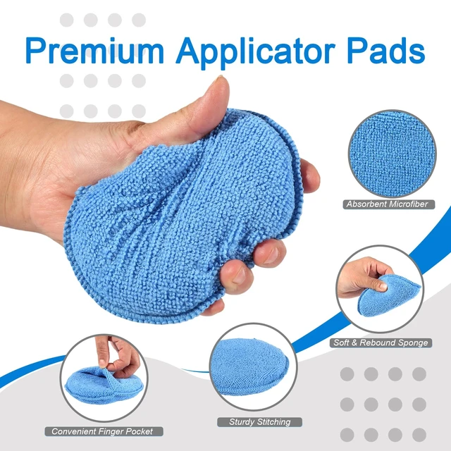 Alt view image 3 of 7 - 6 Pack Wax Applicator Pads | 5 Inch Microfiber Foam Buffing Pads with Finger Pocket for Car Detailing & Cleaning