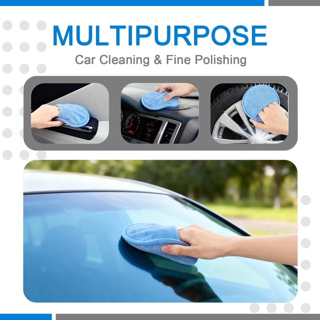 Alt view image 5 of 7 - 6 Pack Wax Applicator Pads | 5 Inch Microfiber Foam Buffing Pads with Finger Pocket for Car Detailing & Cleaning