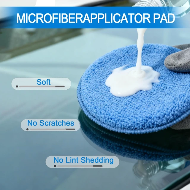 Alt view image 4 of 7 - 6 Pack Wax Applicator Pads | 5 Inch Microfiber Foam Buffing Pads with Finger Pocket for Car Detailing & Cleaning