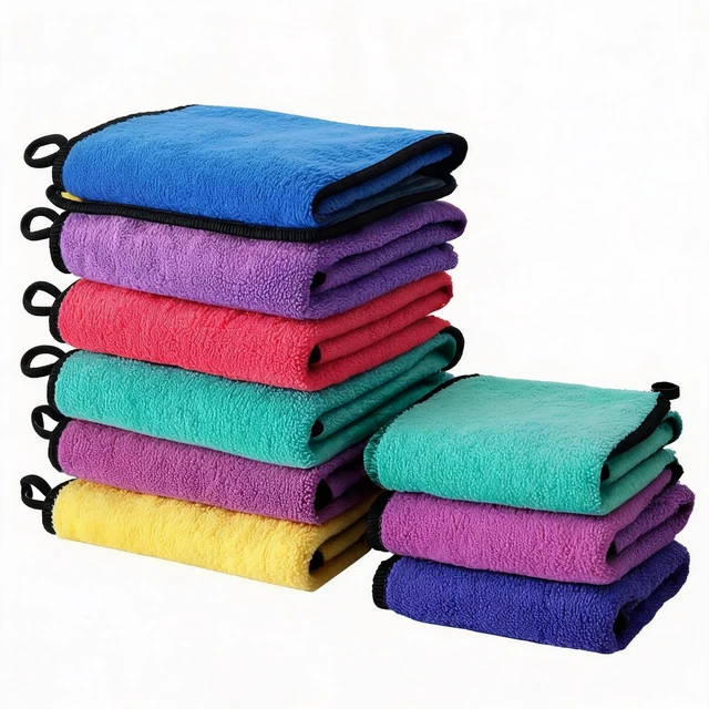 Main image of 10 Pack Microfiber Towels for Car Detailing - Multicolor Coral Velvet Ultra-Soft Super Absorbent Drying Cloths, Lint-Free Streak-Free for Auto & Home, 11.8"x15.7" Assorted Colors