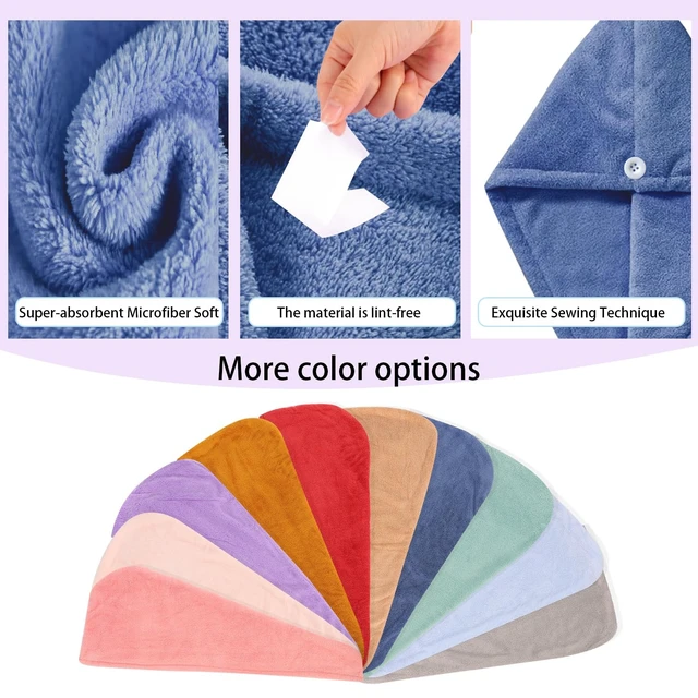 Alt view image 7 of 7 - Microfiber Hair Drying Towel Wrap,Hair Turbans Towel for Wet Hair | Soft and Comfortable,Dries Hair Quickly,Conv for Makeup and Housework,3P:Dark blue+Light Blue+Light Green