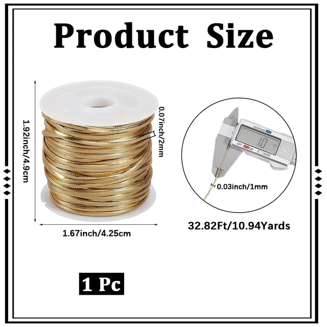 Alt view image 2 of 7 - 10.94 Yard Flat Metallic PU Leather String Cord 2MM Fold Over Gold Leather Thin Strap Double Sided Cording Lace Rope Braiding Strip Thread for Jewelry Making Crafts Bracelet Necklace