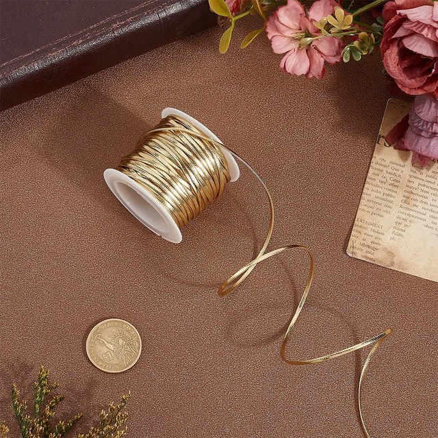 Alt view image 3 of 7 - 10.94 Yard Flat Metallic PU Leather String Cord 2MM Fold Over Gold Leather Thin Strap Double Sided Cording Lace Rope Braiding Strip Thread for Jewelry Making Crafts Bracelet Necklace